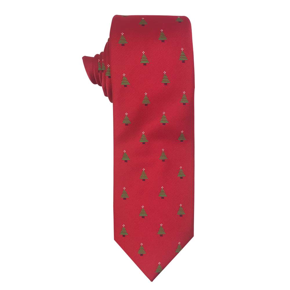 Red with Trees Necktie, , large image number 0