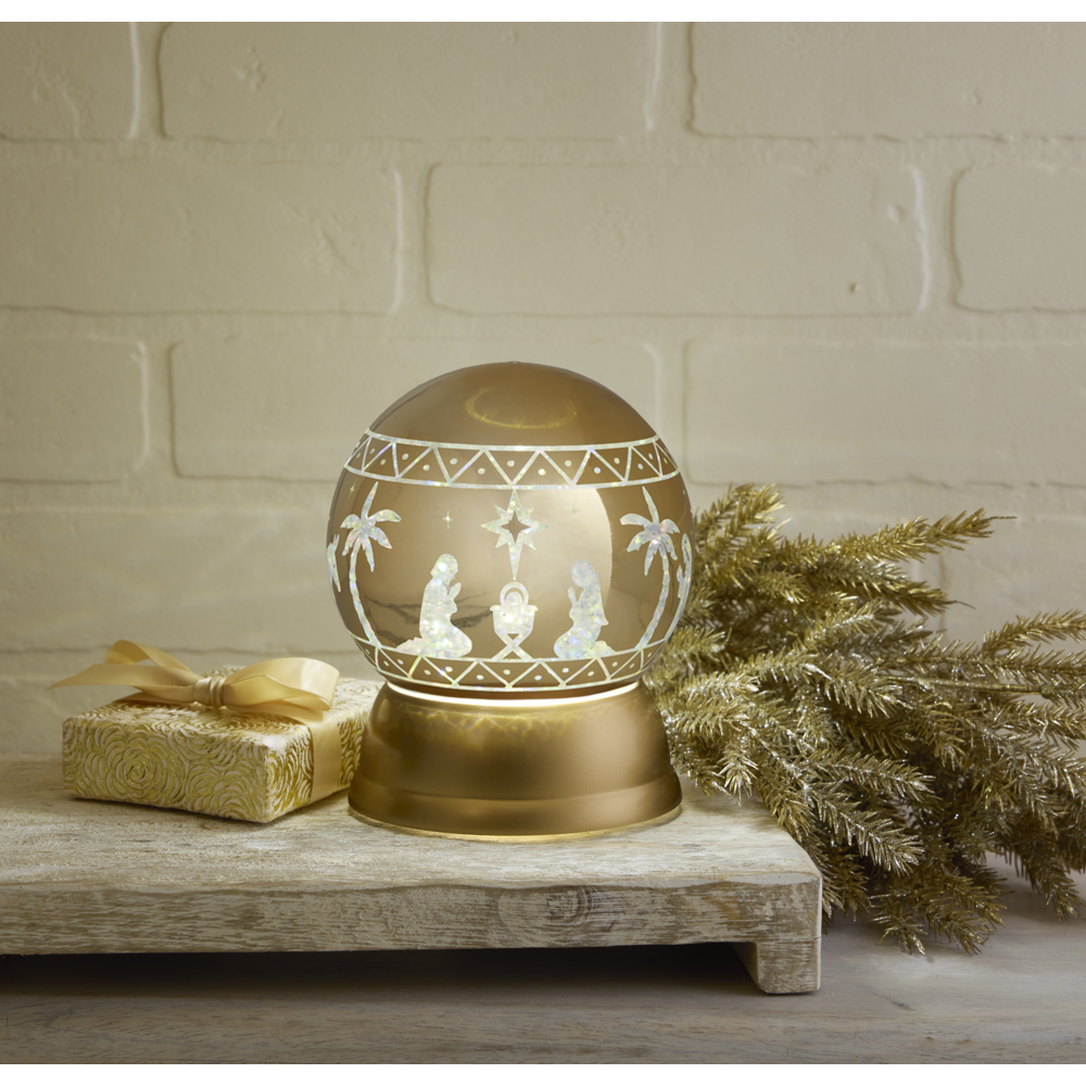 Light-up Gold Glitter Ball Nativity, , large image number 2