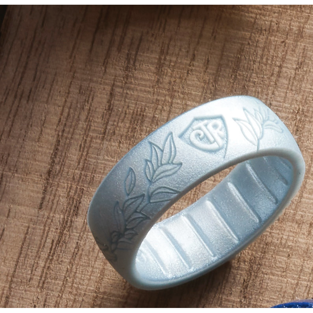 Silicone Laurel Leaf Diamond CTR Ring, , large