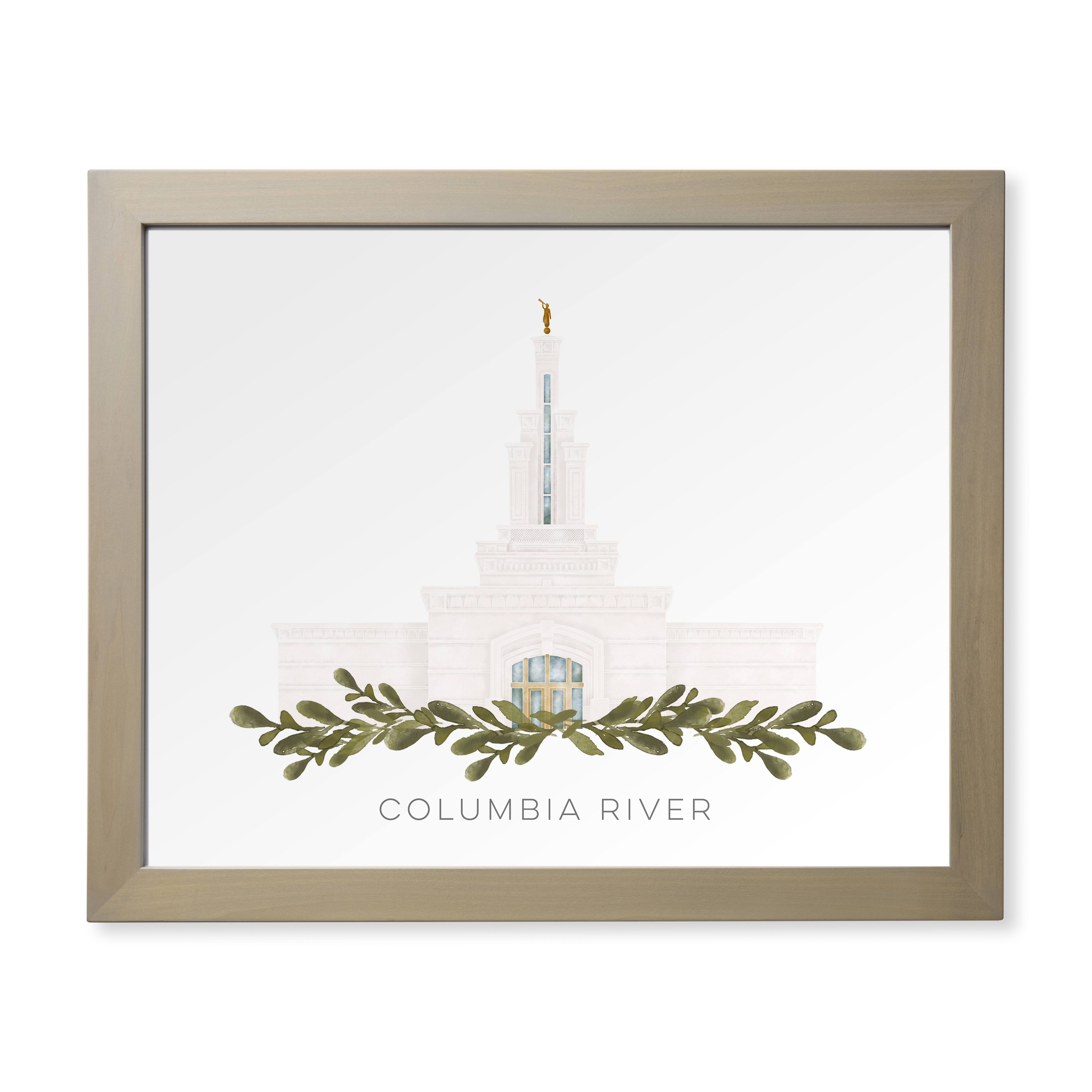 Columbia River Washington Temple (28x34 Framed Paper Print)