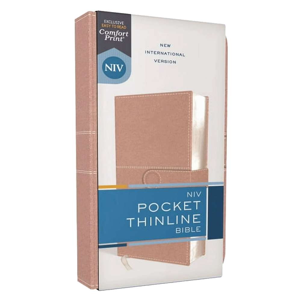 NIV Pocket Thinline Leather Bible Snap Close Pink
