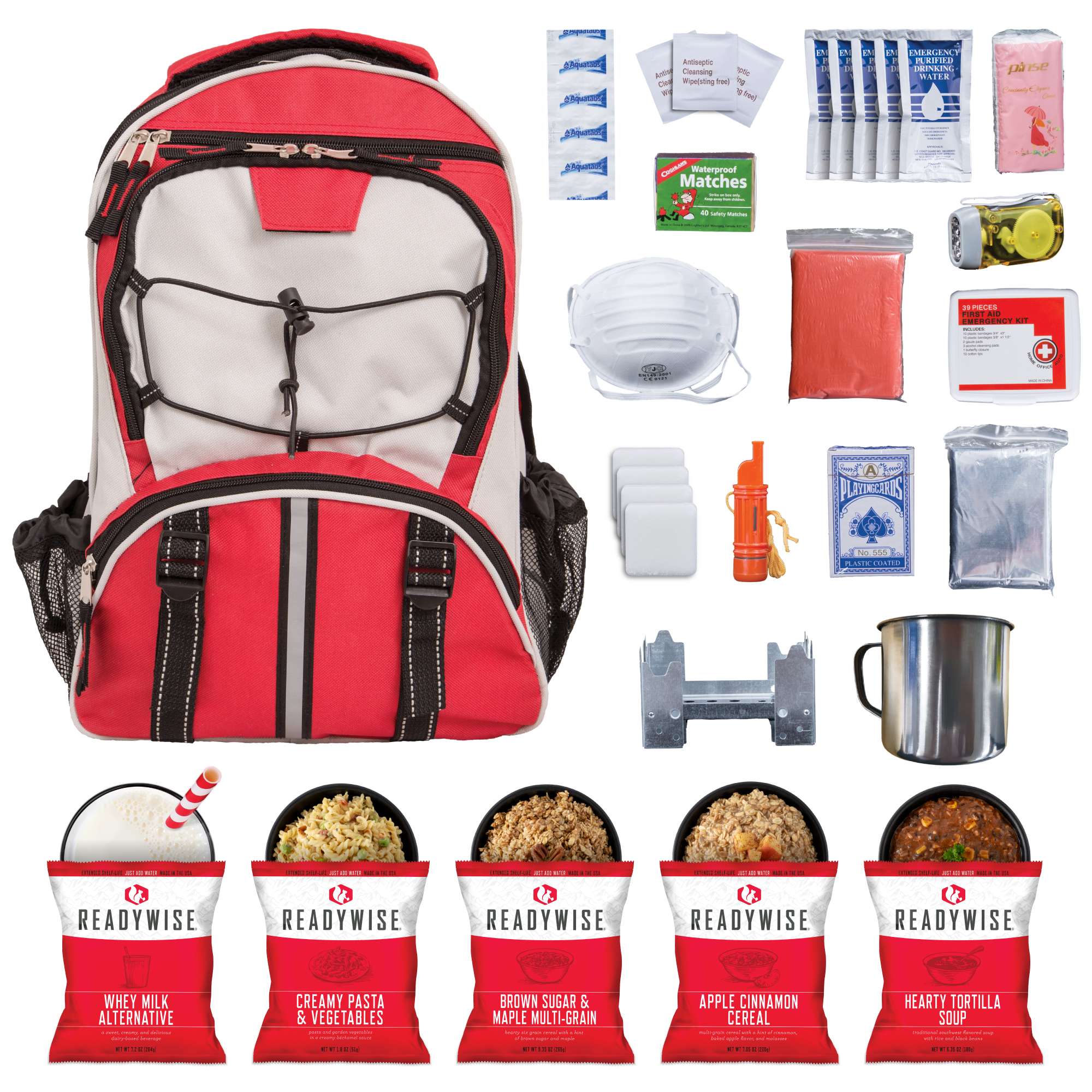 Red 64 Piece Survival Backpack, , large image number 2