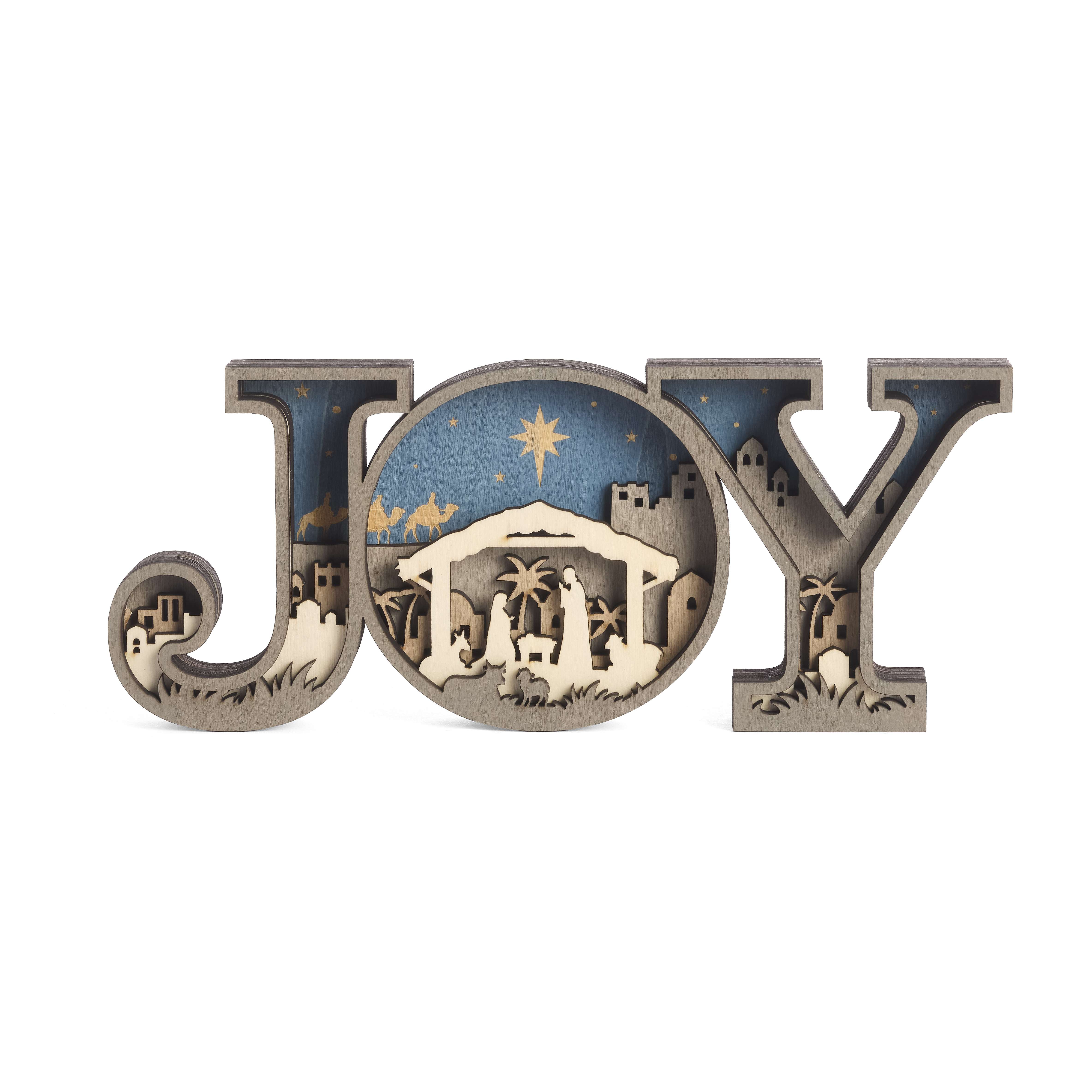 Joy Layered Wood Nativity