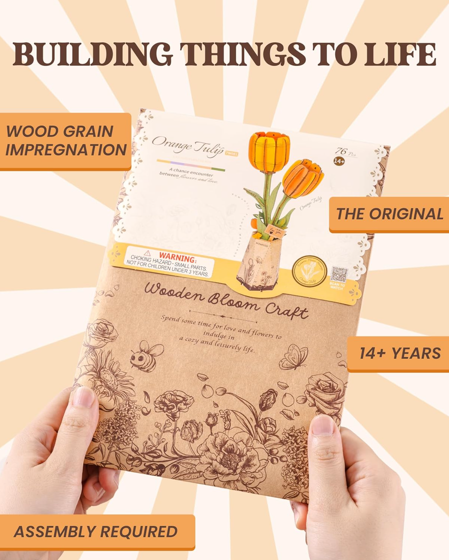 Orange Tulip Wooden 76 Piece Puzzle, , large