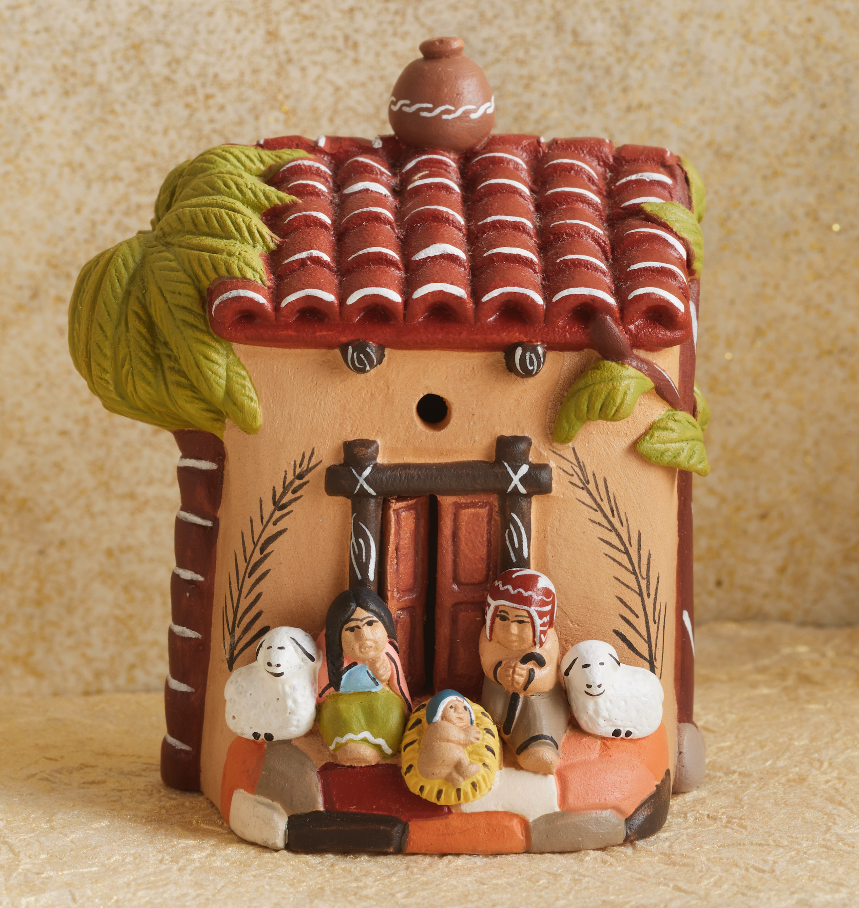 Peruvian Adobe Hut Pot Nativity, , large