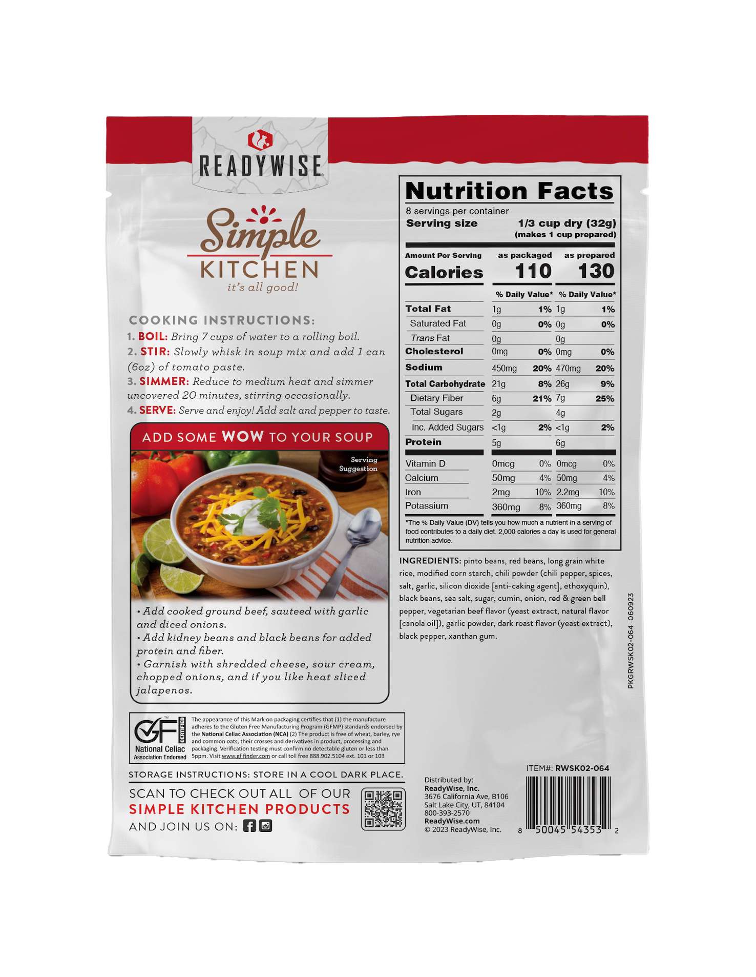 Simple Kitchen Hearty Chili Soup Mix Single Pouch, , large image number 2