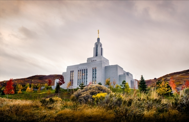 Draper Temple, Fall Hill (24x36 Framed Art)