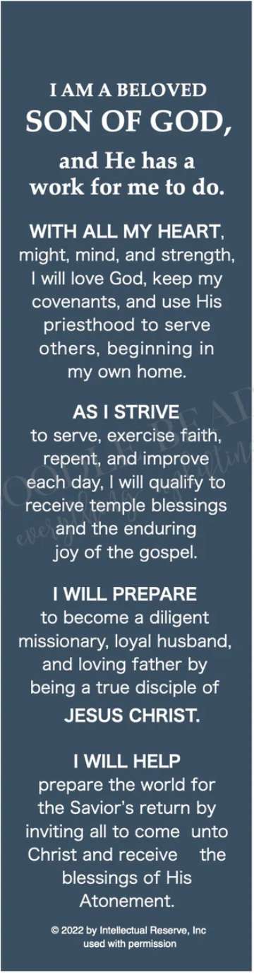 Aaronic Priesthood Theme Bookmark