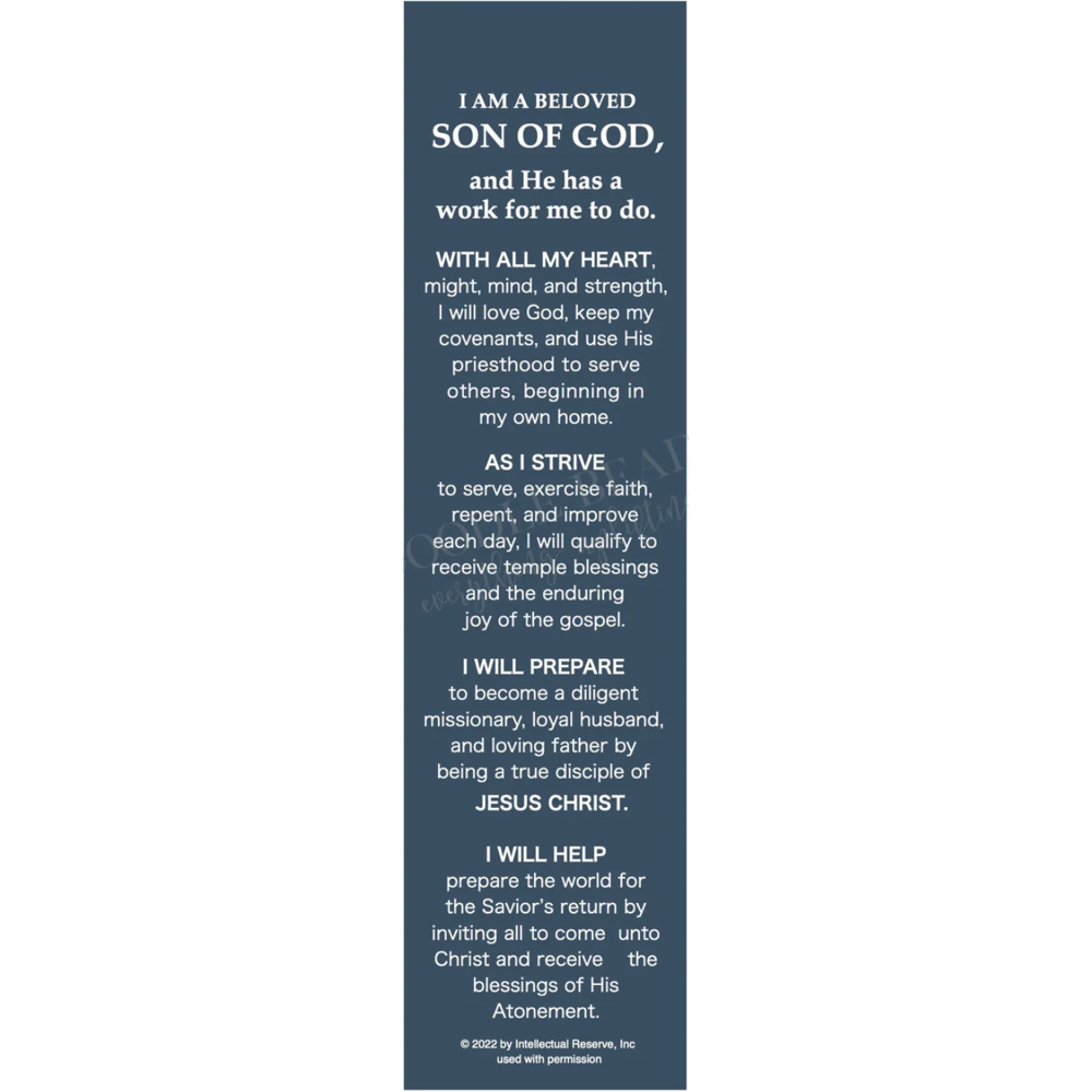 Aaronic Priesthood Theme Bookmark,  Aaronic Priesthood Theme Bookmark
