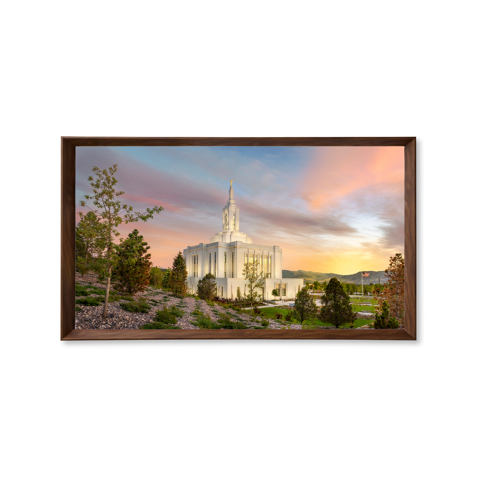 Pocatello Idaho Temple, Fire of the Covenant Series (25x43 Framed Canvas Print)