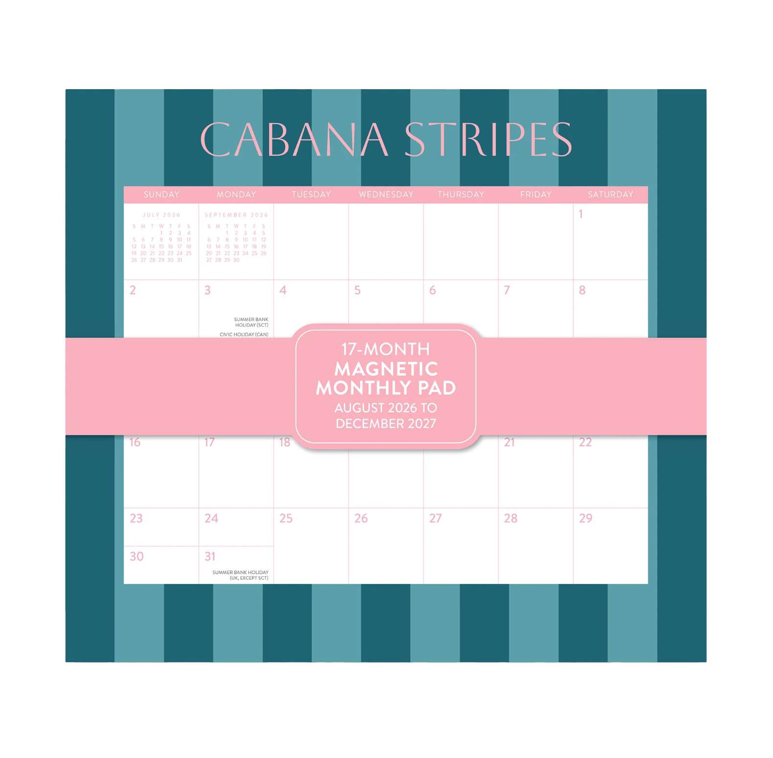 2027 Cabana Stripes Magnetic Monthly Pad 