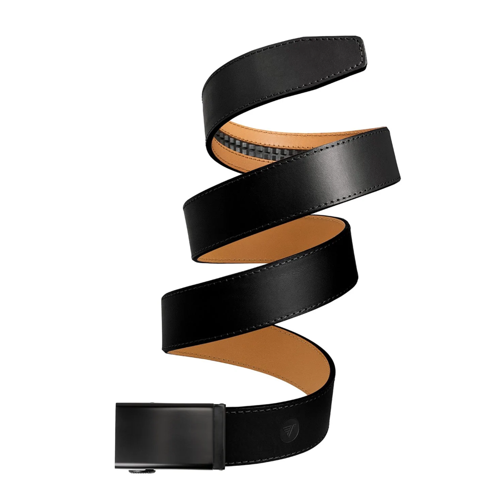 Steel on Black Italian Leather 40mm Belt,  Steel on Black Italian Leather 40mm Belt