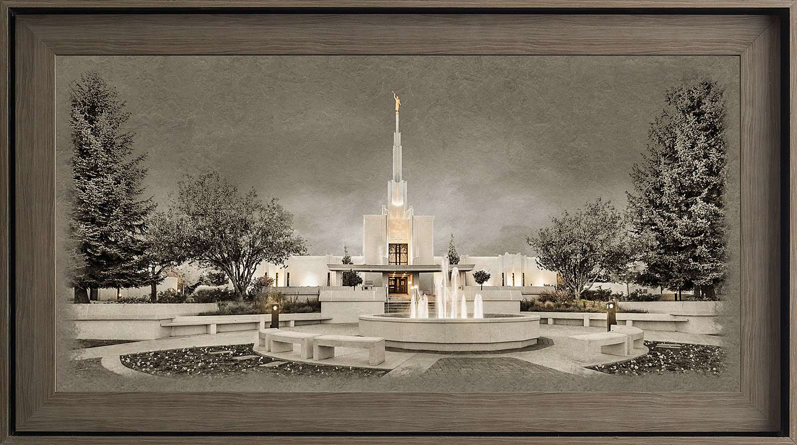 Denver Colorado Temple, Gray Wood (22x39 Framed Textured Paper), , large image number 0