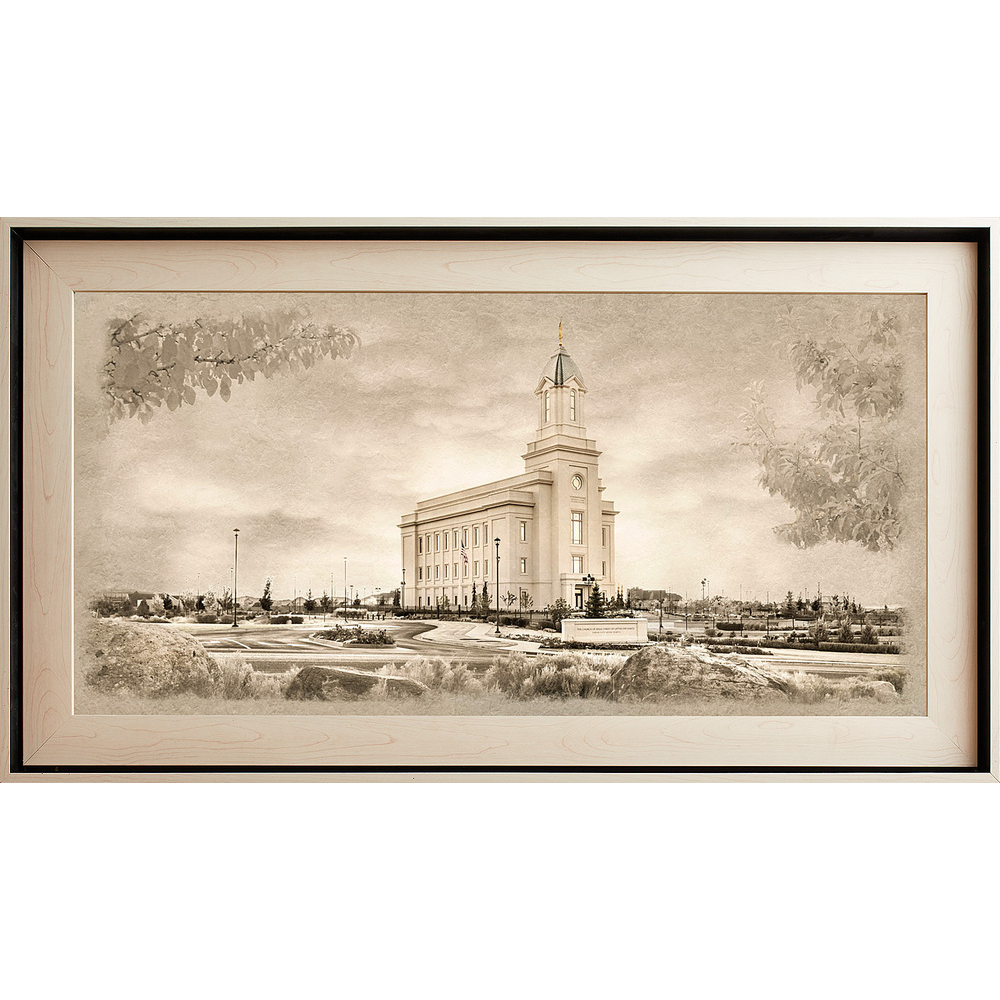 Cedar City Utah Temple, Light Wood (22x39 Framed Textured Paper)