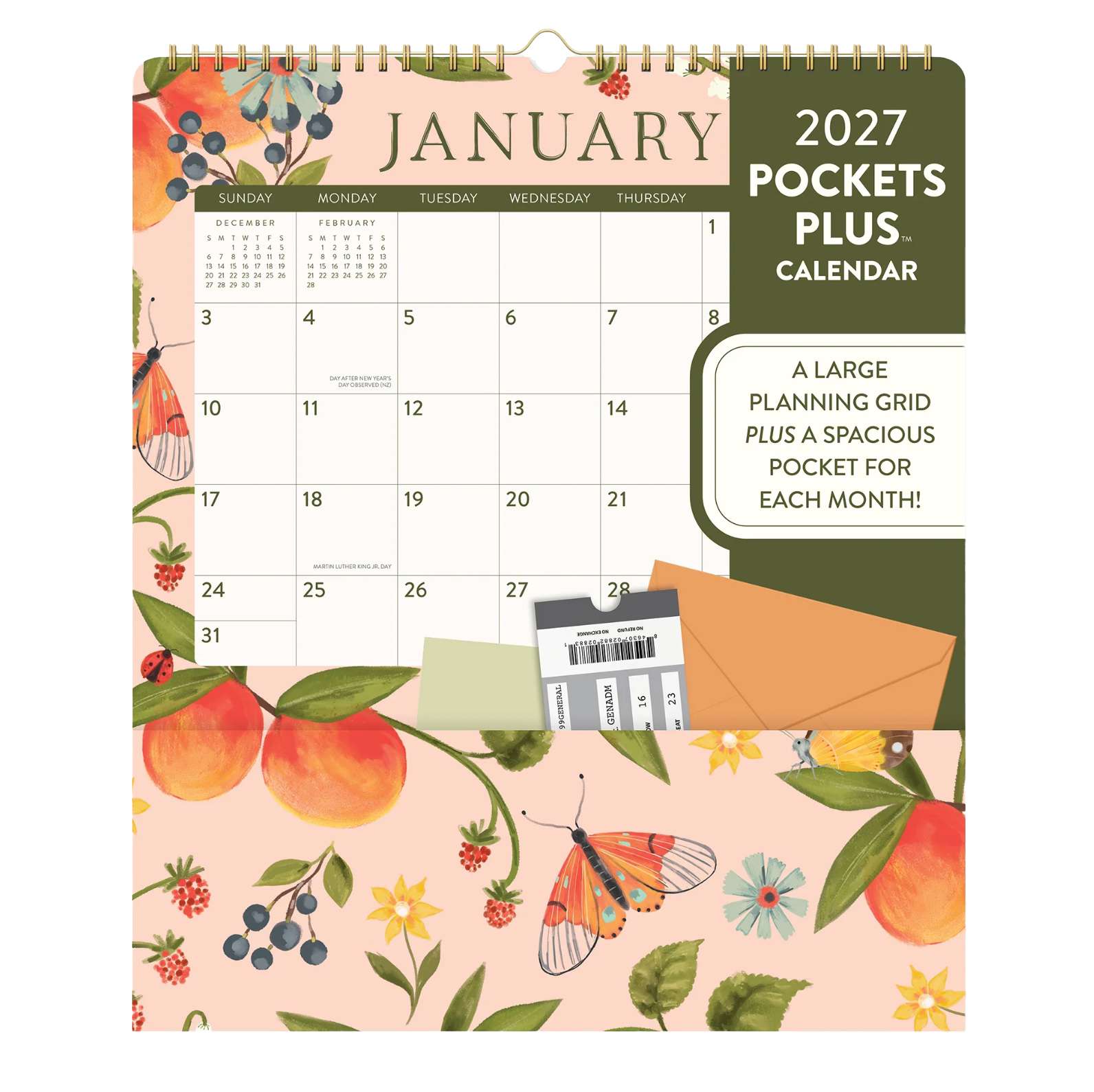 2027 Fruit and Flora Pockets Plus Wall Calendar