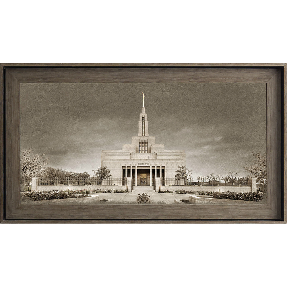 Draper Utah Temple, Gray Wood (22x39 Framed Textured Paper)