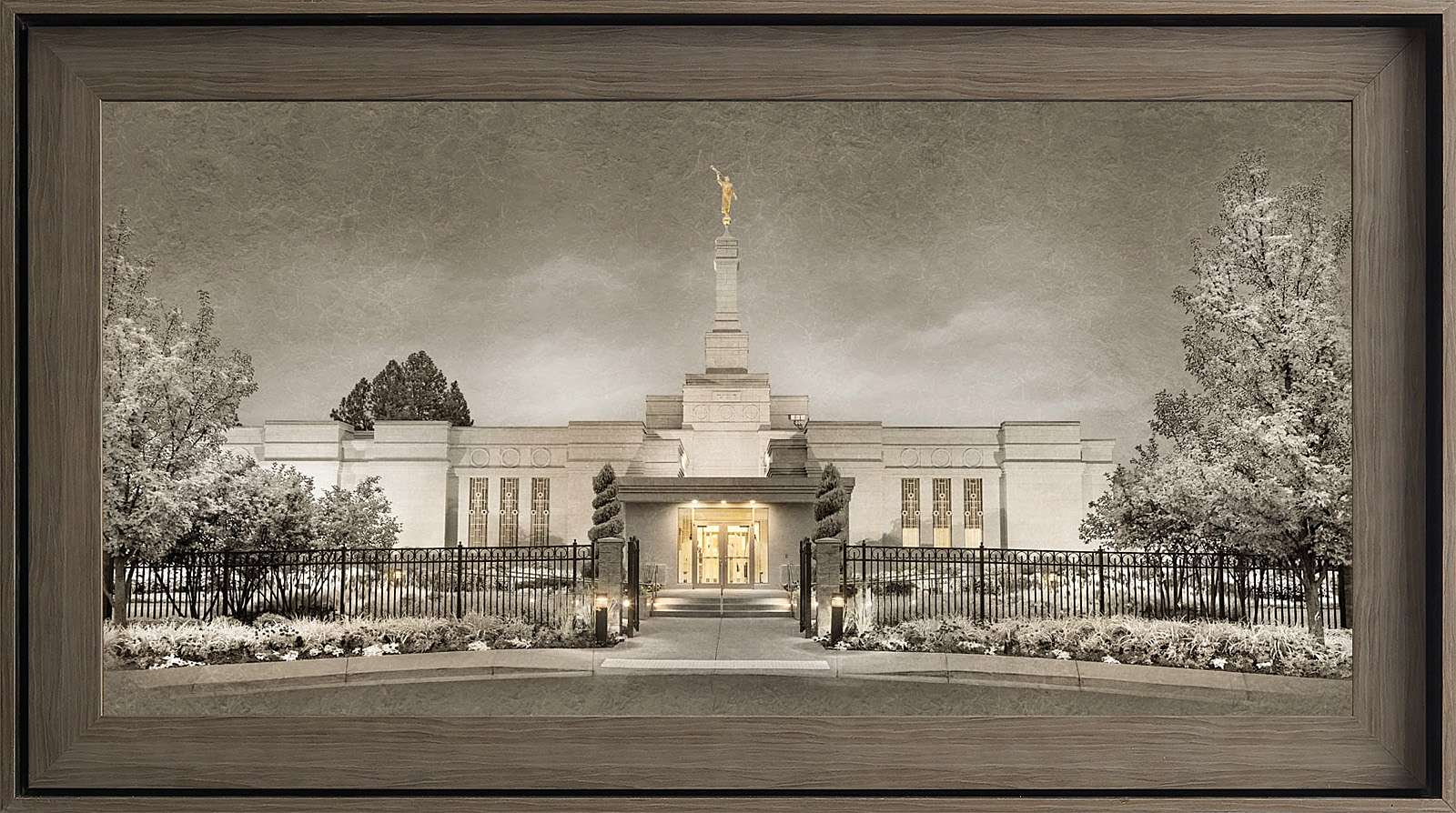 Spokane Washington Temple, Gray Wood (22x39 Framed Textured Paper), , large image number 0