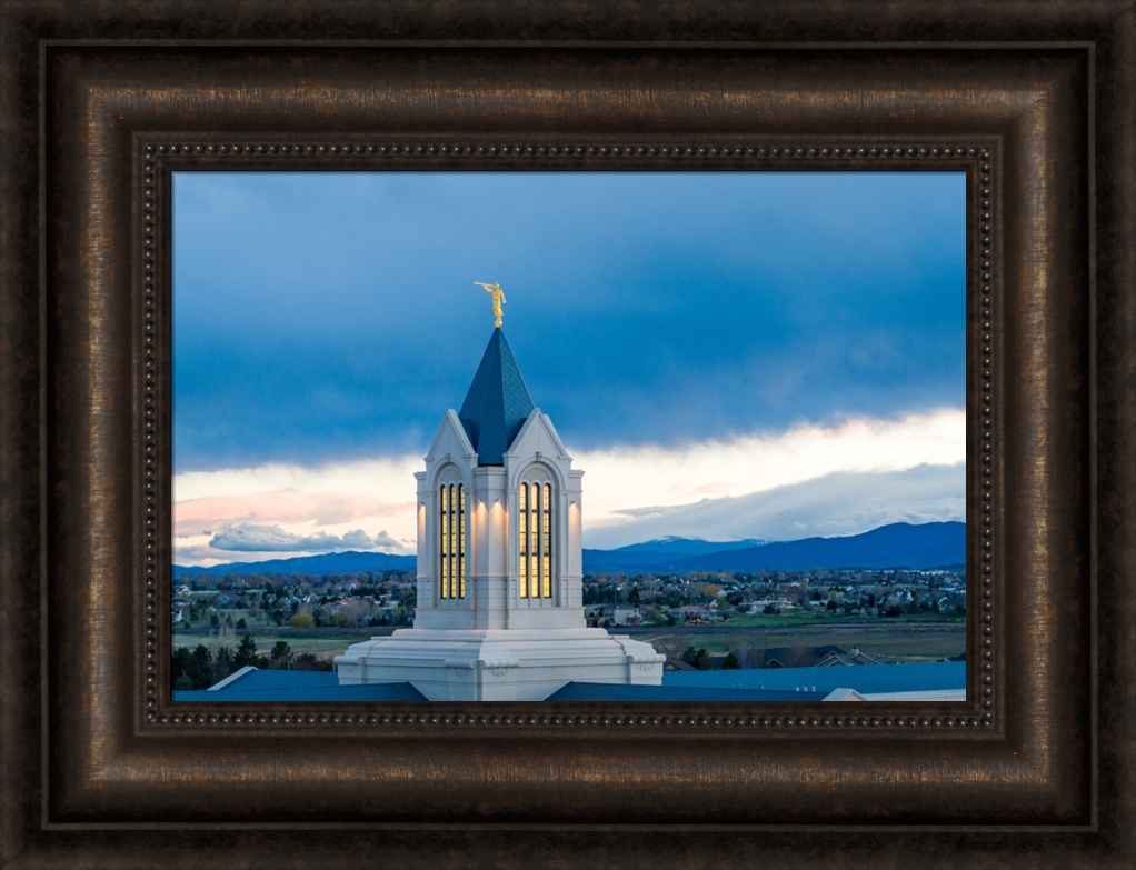 Fort Collins Temple Spire (21x17 Framed Art)