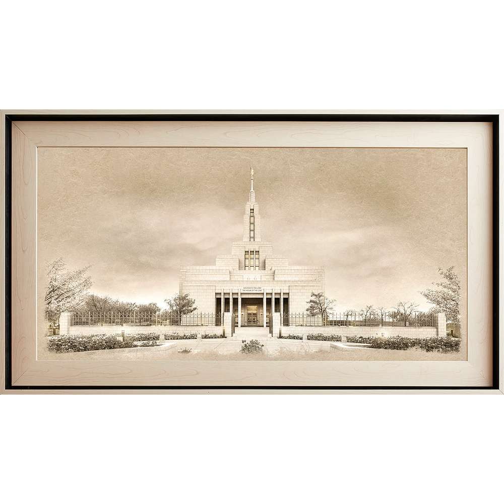 Draper Utah Temple, Light Wood (22x39 Framed Textured Paper)