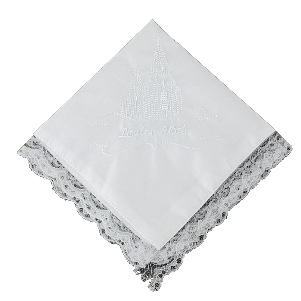 Layton Utah Temple Lace Handkerchief