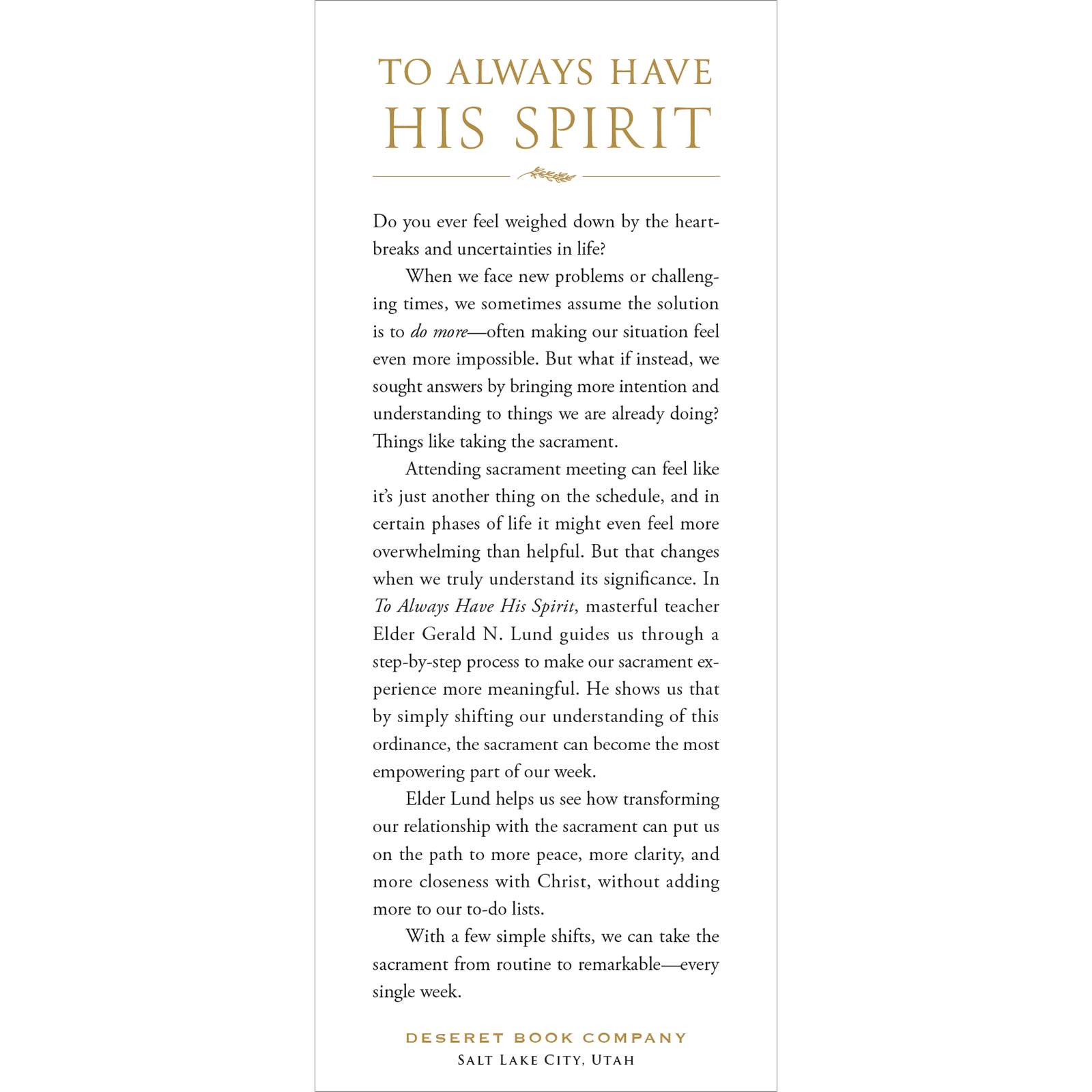 To Always Have His Spirit, , large