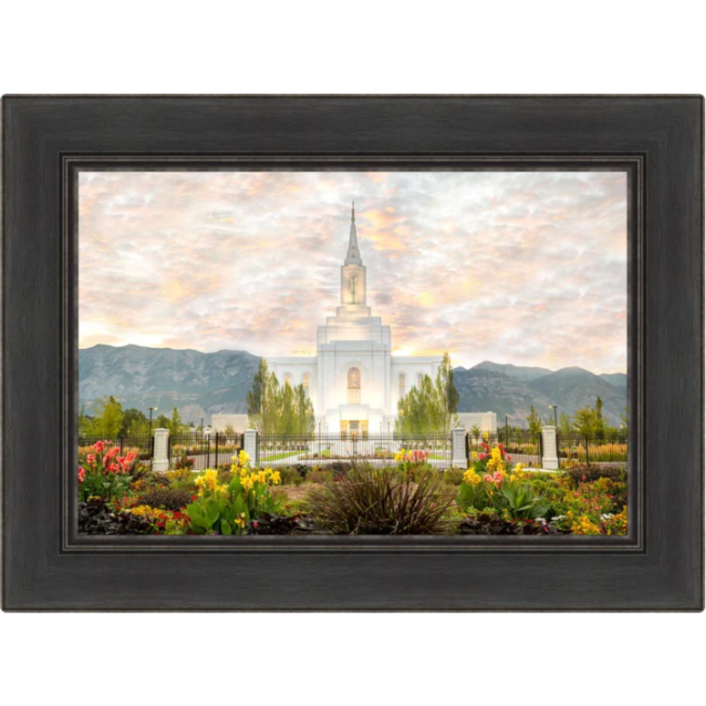 Orem Temple, Sunrise Flowers (22x30 Framed Art)