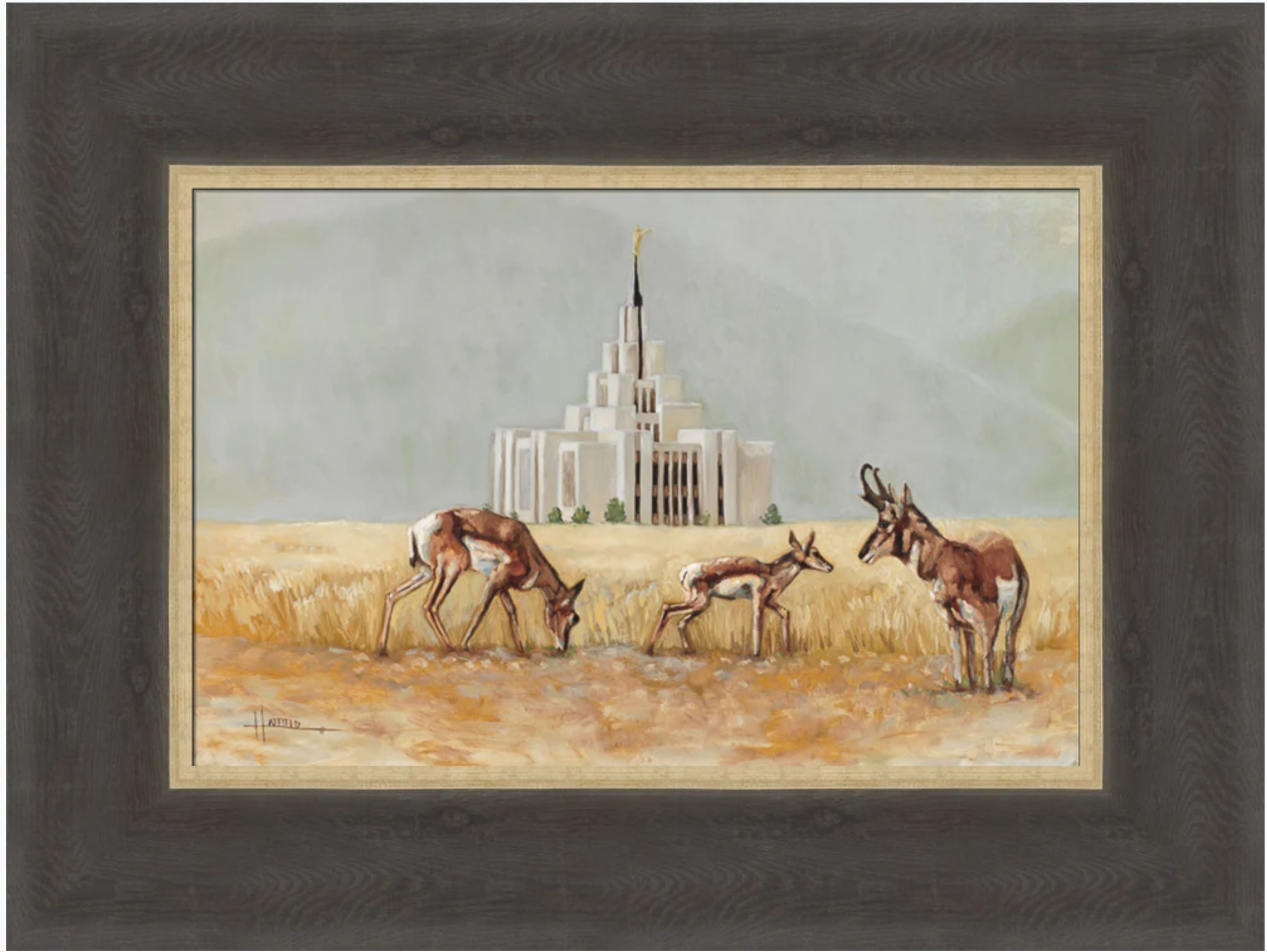 Saratoga Springs Temple, Misty Morning (11.5x15 Framed Art)