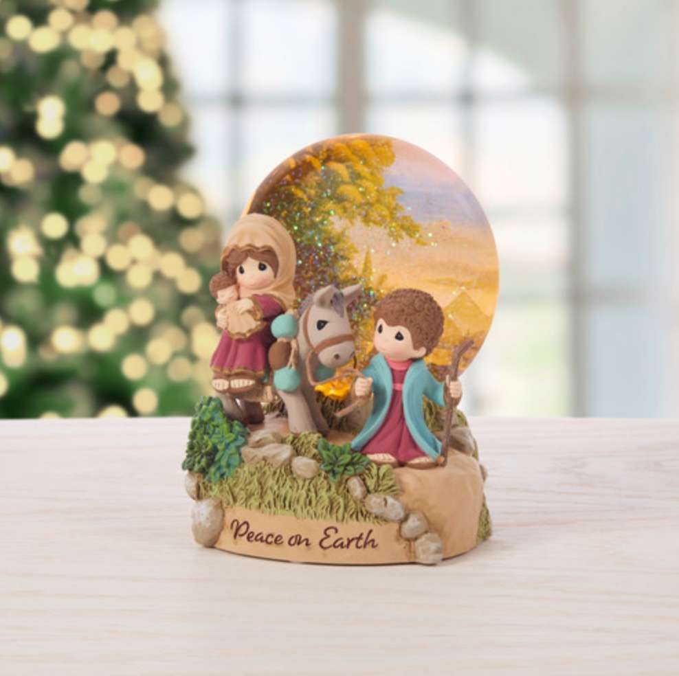 Precious Moments Light-up Peace on Earth Musical Nativity Snowglobe, , large image number 4