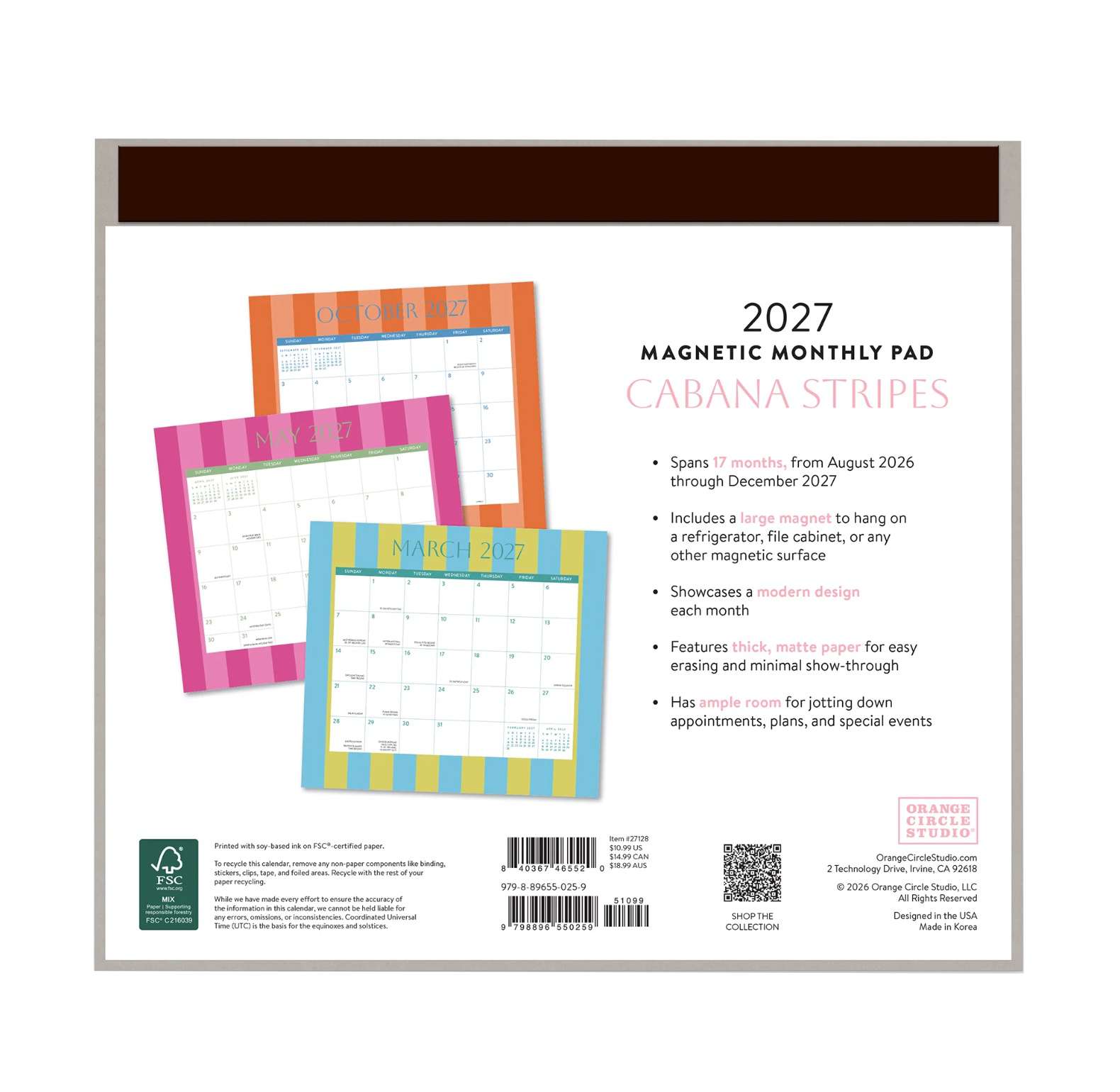 2027 Cabana Stripes Magnetic Monthly Pad , , large image number 4
