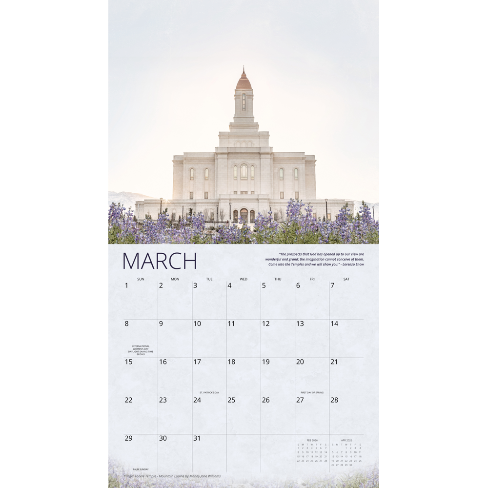 2026 I Love to See the Temple Calendar - WILLIAMS, MANDY ...