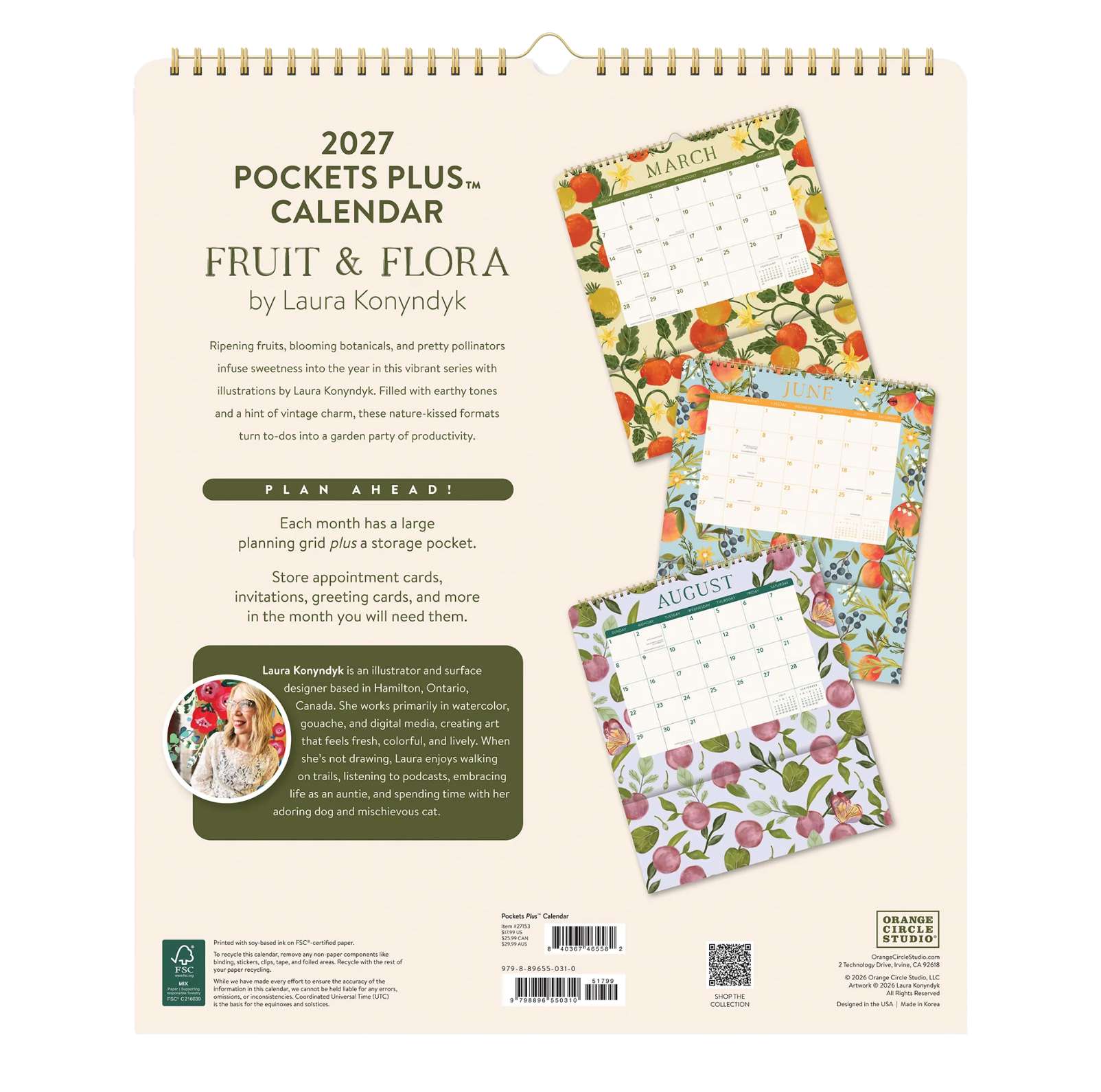 2027 Fruit and Flora Pockets Plus Wall Calendar, , large image number 4