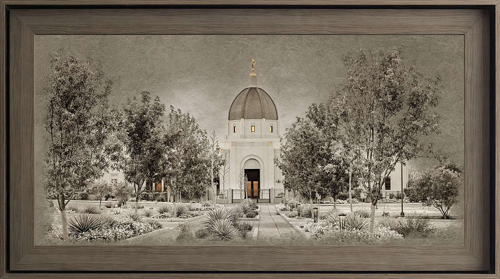 Tucson Arizona Temple, Gray Wood (22x39 Framed Textured Paper), , large image number 0