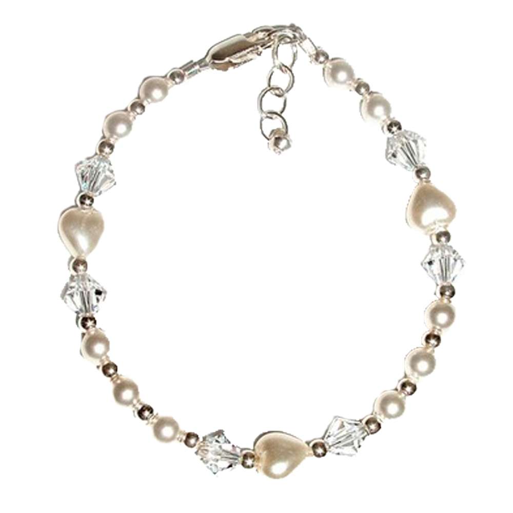 Baptism Bracelet (Pearl Hearts)