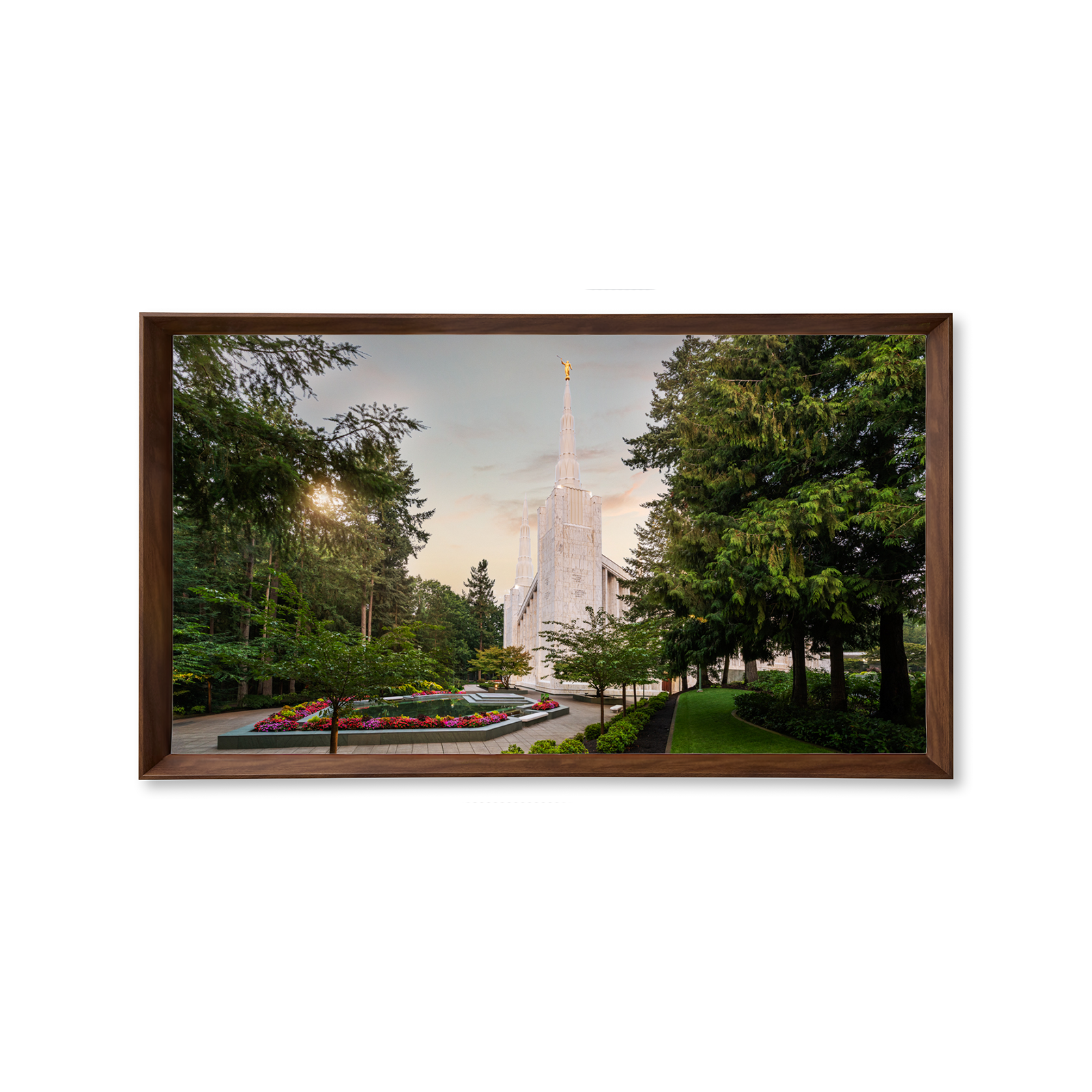 Portland Oregon Temple, Fire of the Covenant Series (25x43 Framed Canvas Print)