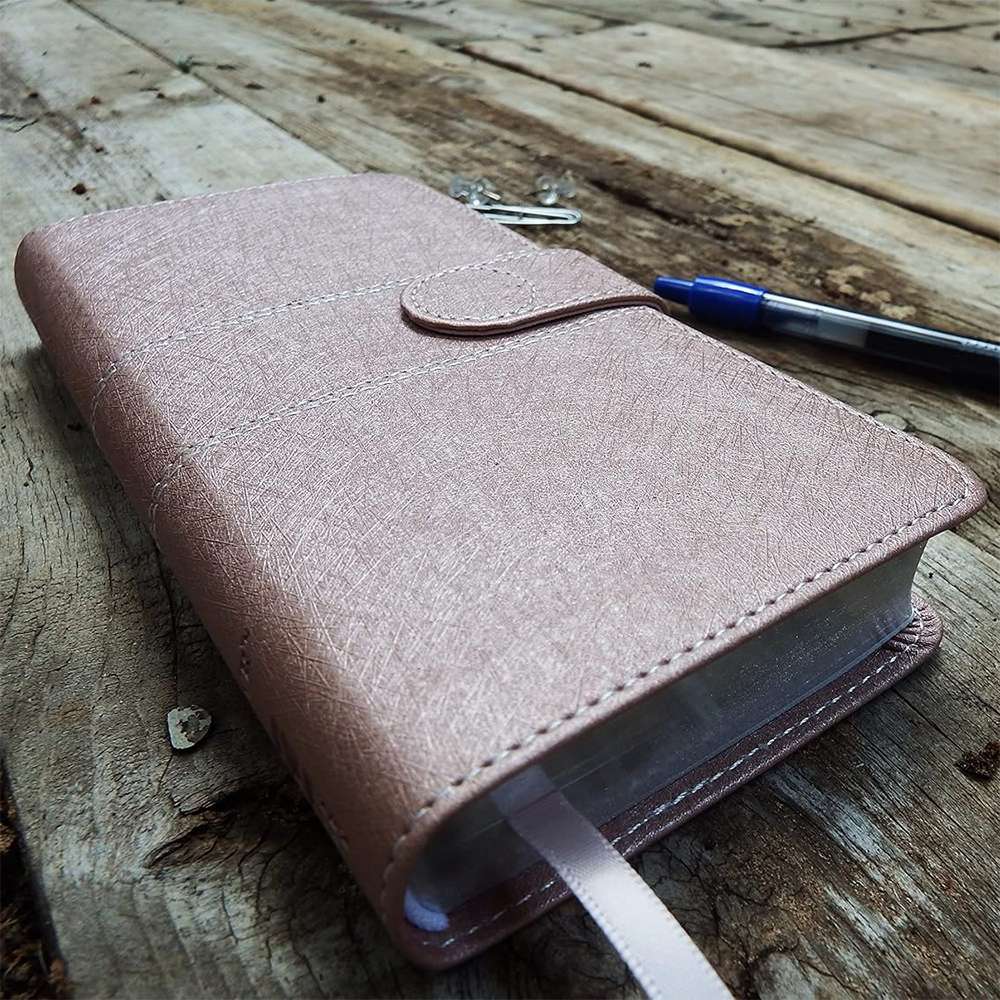 NIV Pocket Thinline Leather Bible Snap Close Pink, , large image number 2
