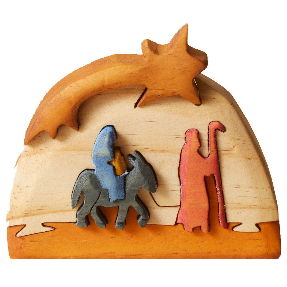 Colombian Flight to Egypt Wood Puzzle Nativity,  Colombian Flight to Egypt Wood Puzzle Nativity