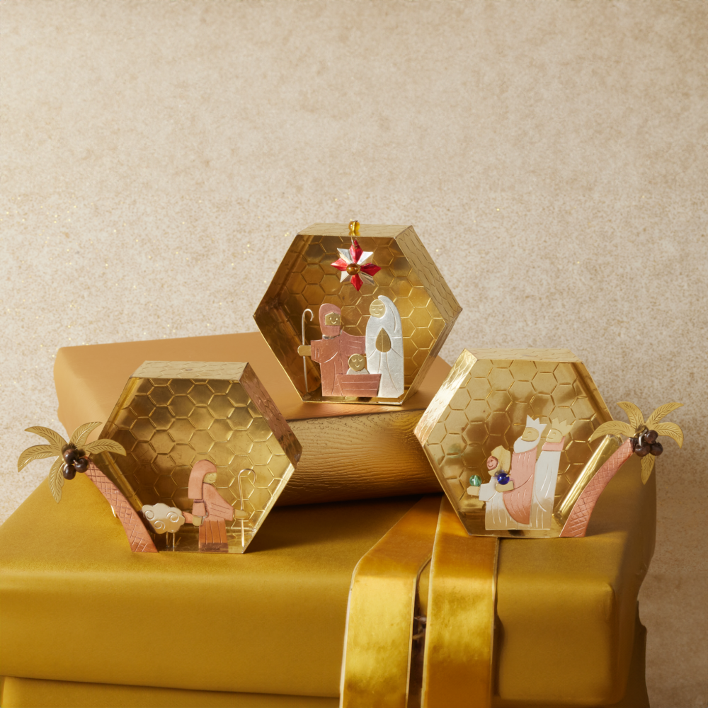 Thai Beehive Metal Nativity Scenes, , large