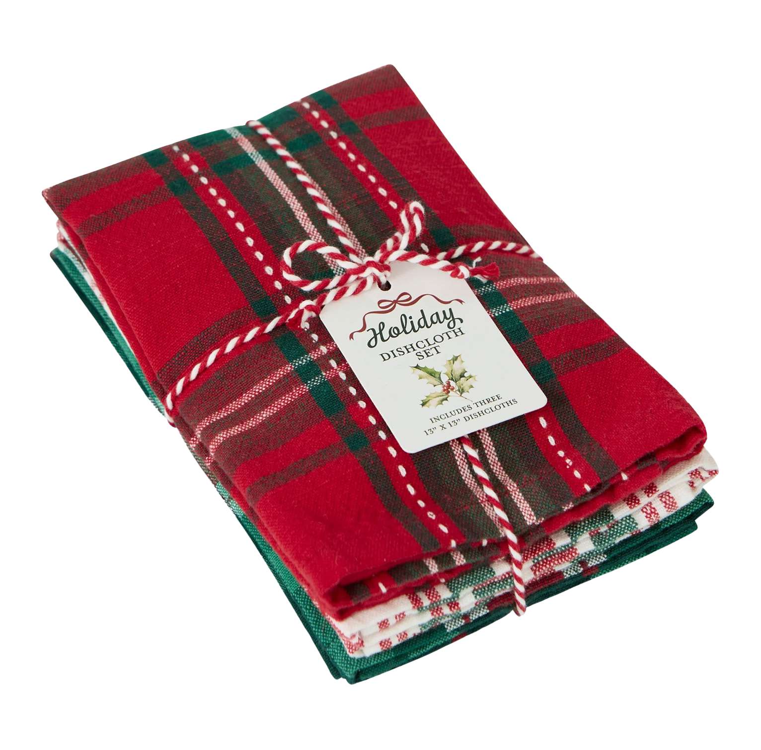 Christmas Plaid Dishcloth Set