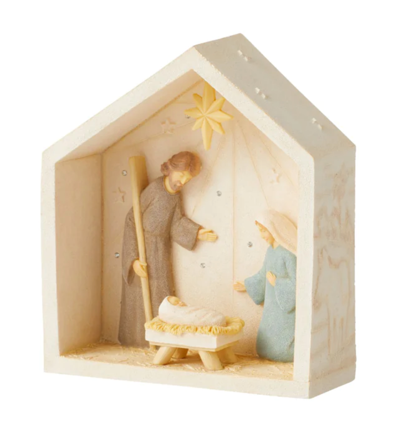 Holy Family Foundations Stone Resin Nativity Stable, , large