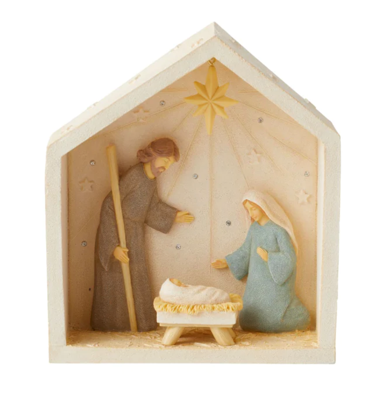 Holy Family Foundations Stone Resin Nativity Stable