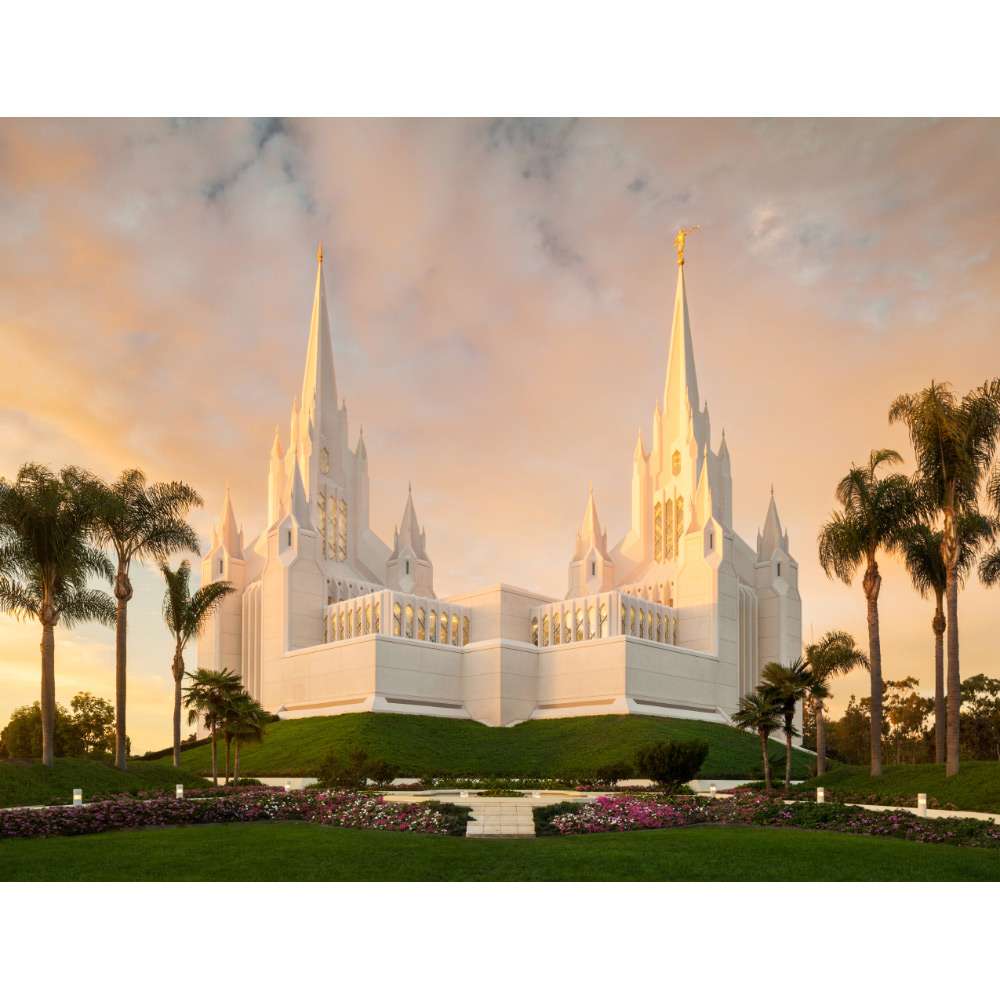 San Diego California Temple - Sun's Last Light Print 