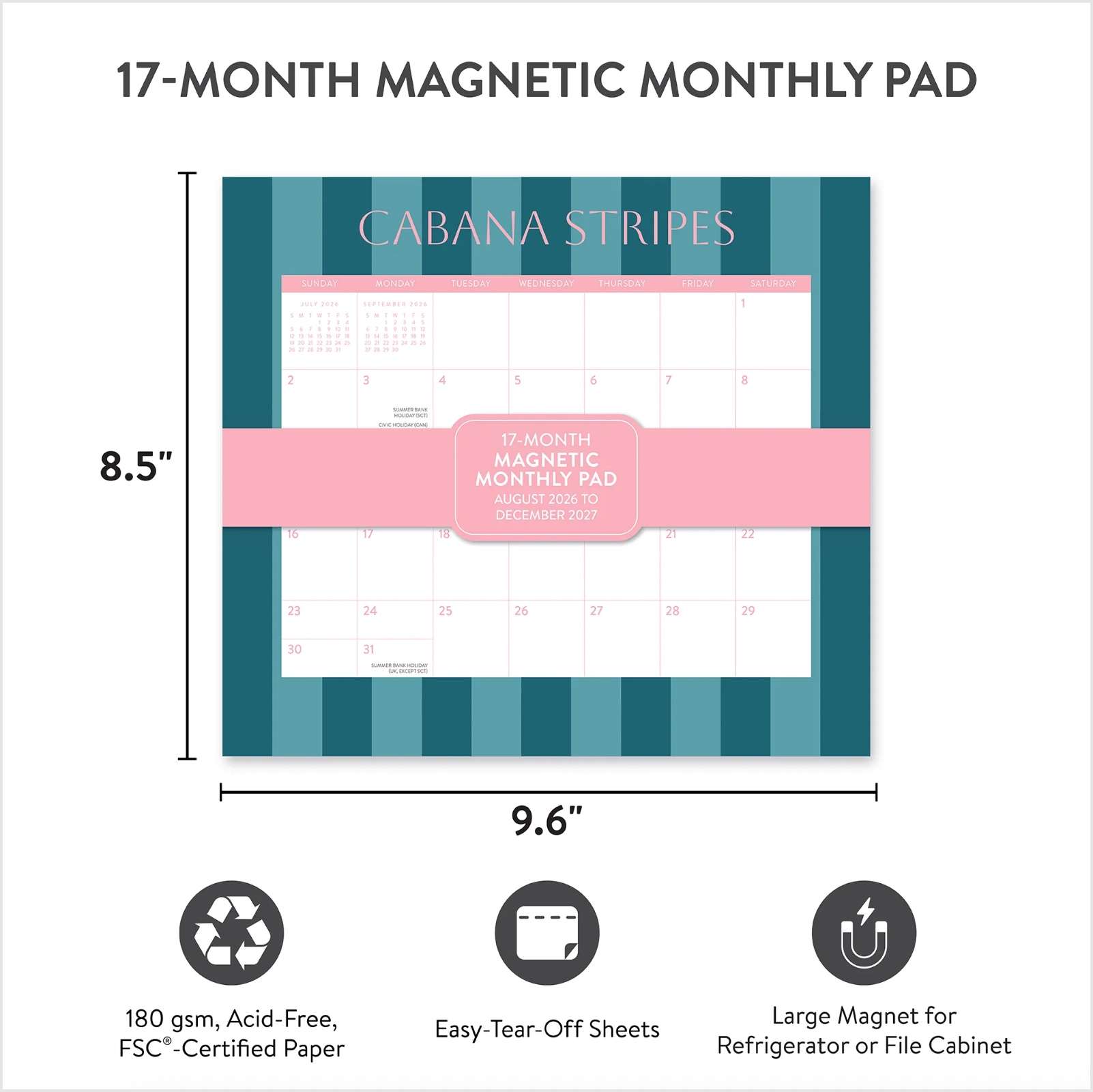2027 Cabana Stripes Magnetic Monthly Pad , , large