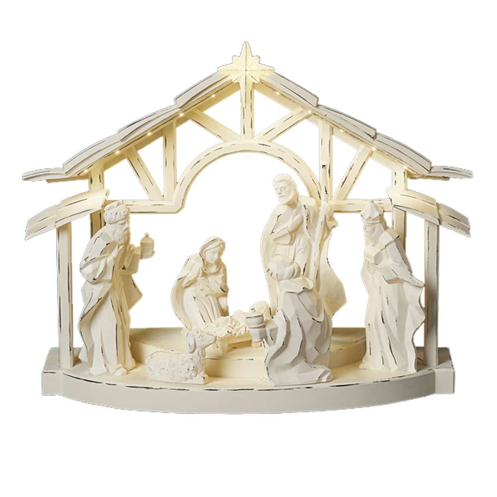 Light-up Ivory Resin Scene