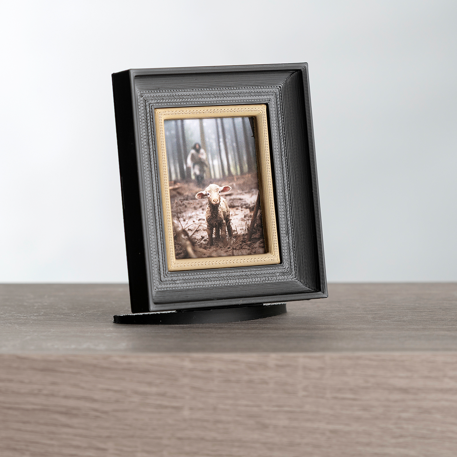 Jesus Runs Towards the Lost Lamb, Small and Simple (2.75x3 Framed