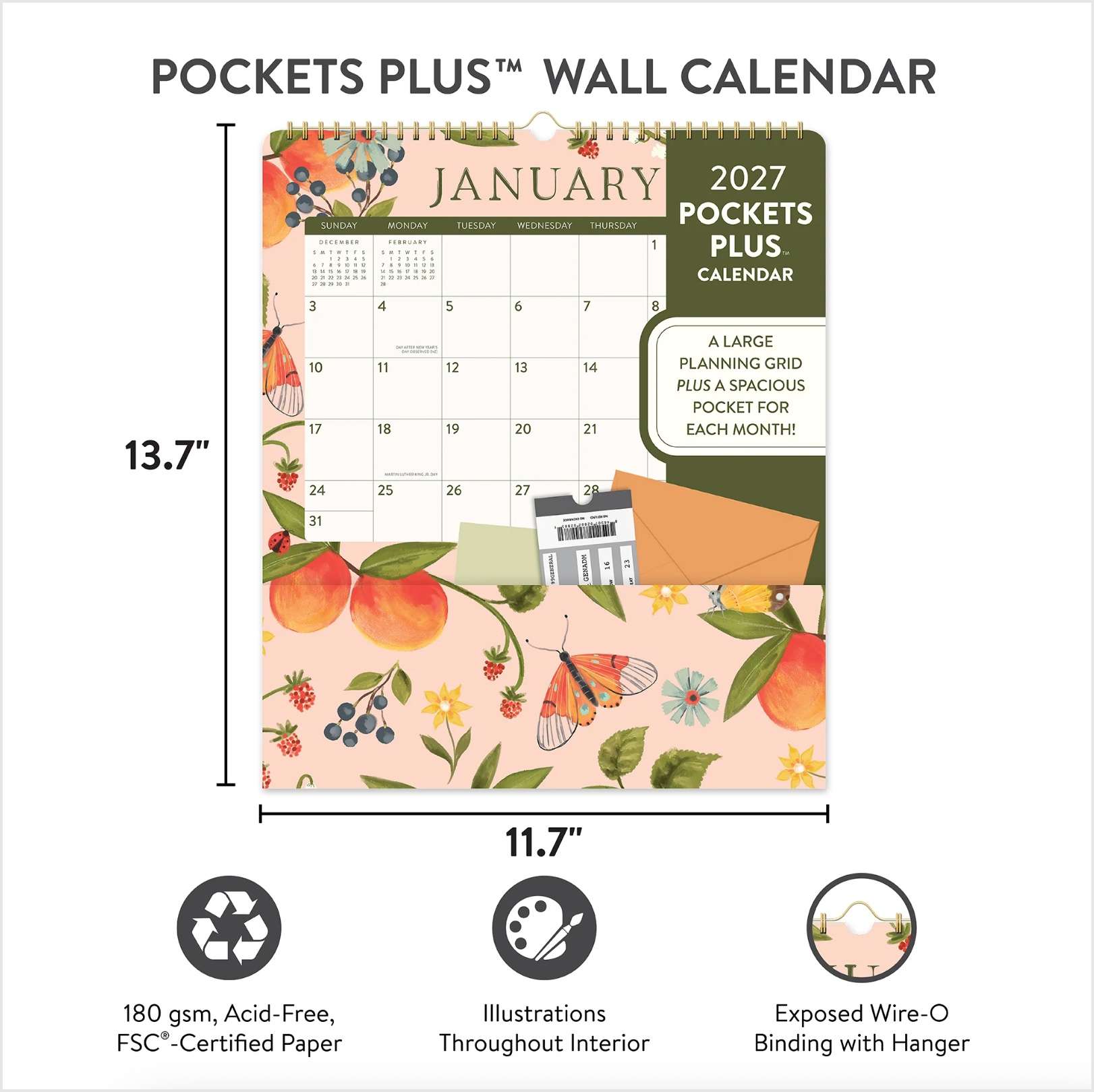 2027 Fruit and Flora Pockets Plus Wall Calendar, , large