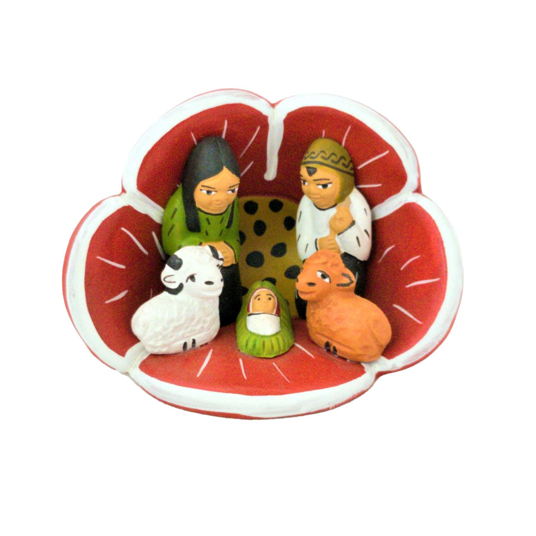 Peruvian Red Flower Ceramic Nativity, , large image number 0