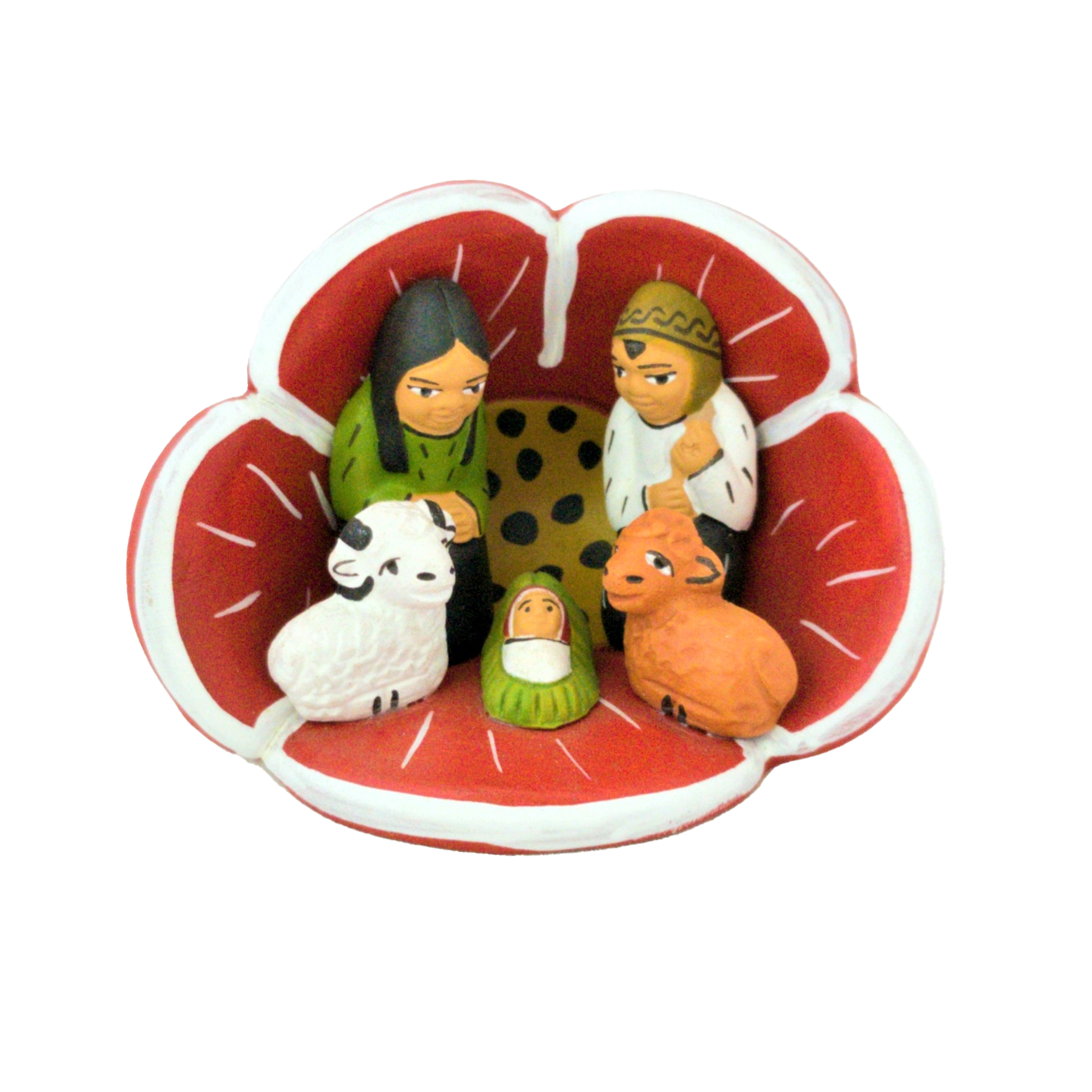 Peruvian Red Flower Ceramic Nativity, , large image number 0