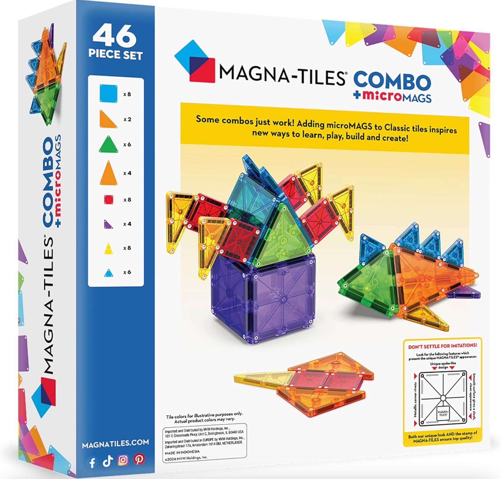 Magna-Tiles 46 Piece Combo Set, , large