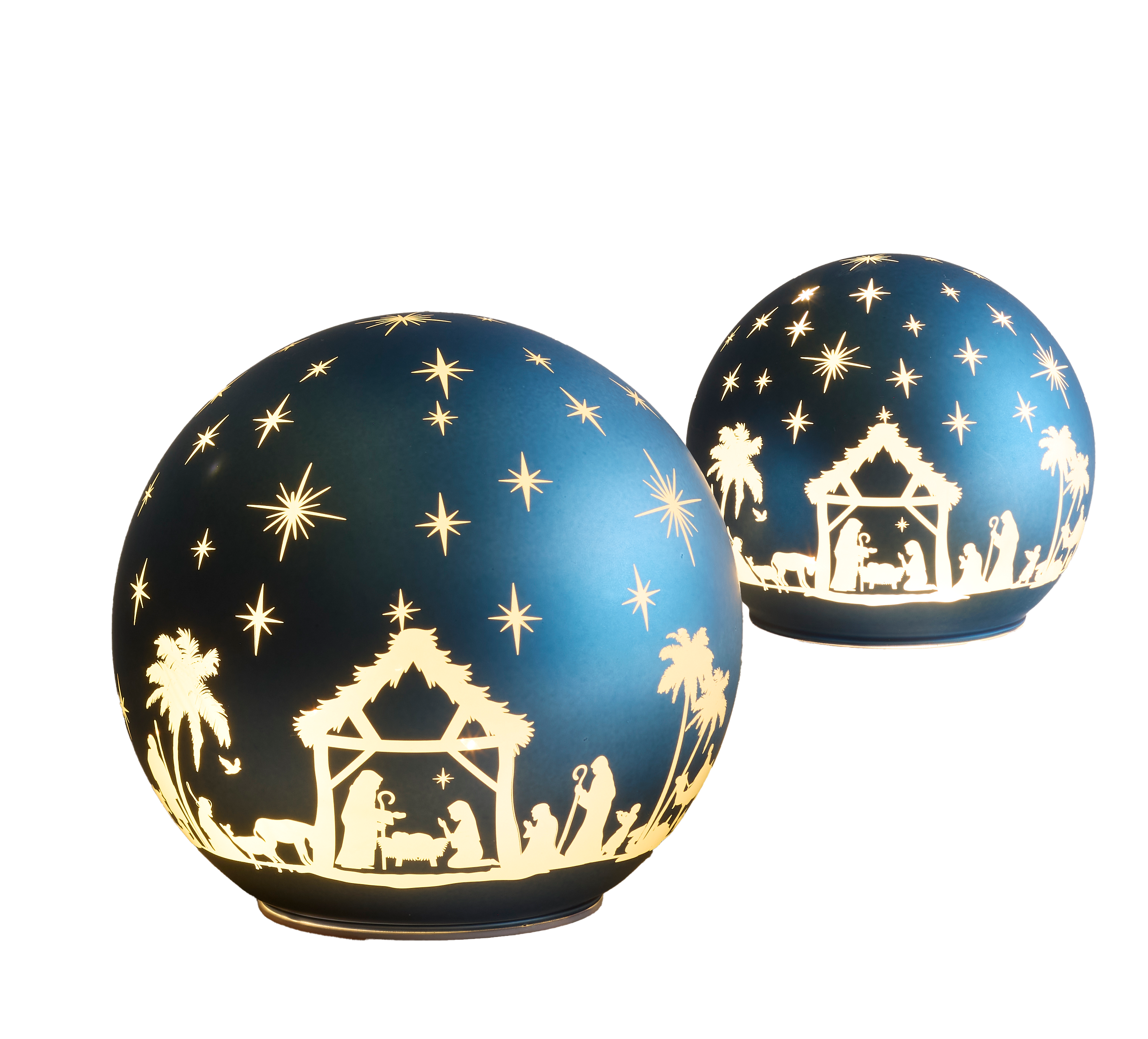 Light-up Blue Holy Family Ball Nativity