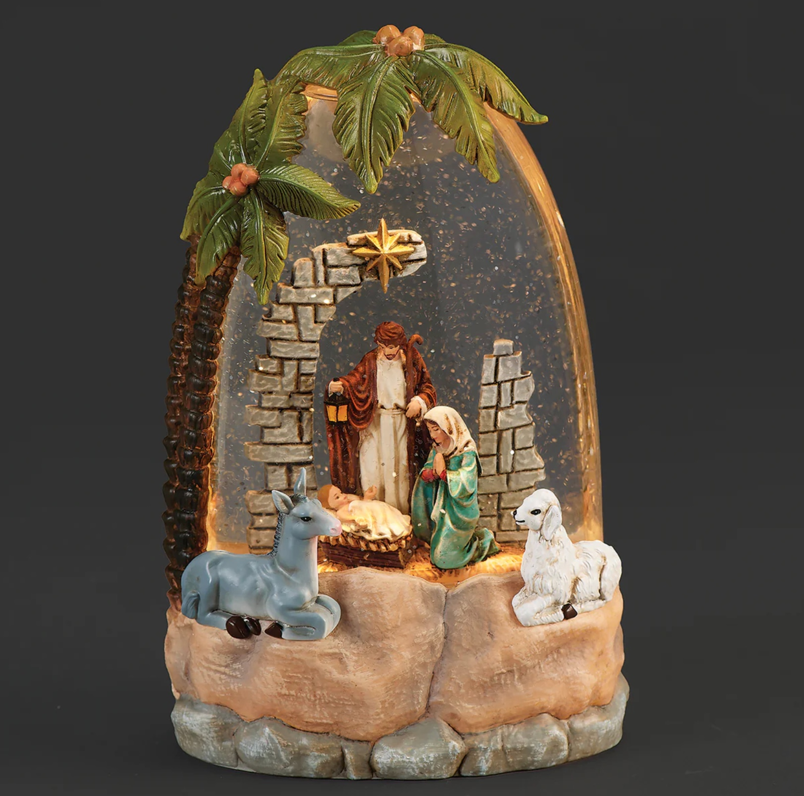 Light-up Palm Tree Swirl Nativity, , large image number 0
